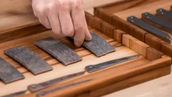 Taschenmesser Volldamast goldfarbig